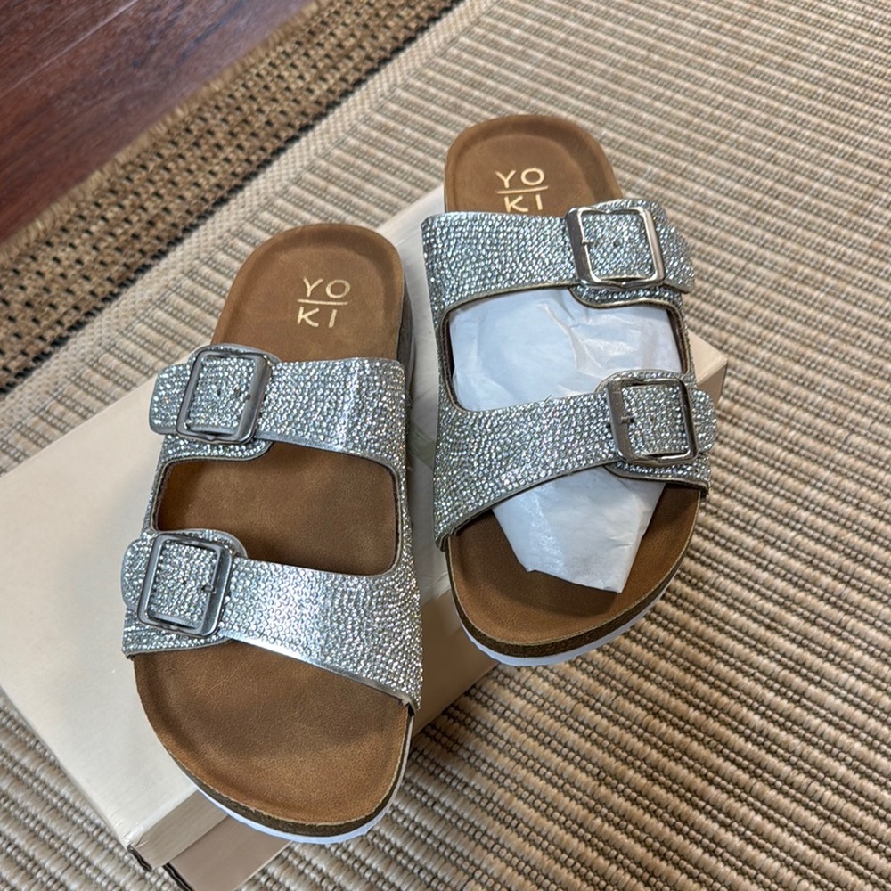Yoki Fashion Bling silver sandals. Size 7 New in Box